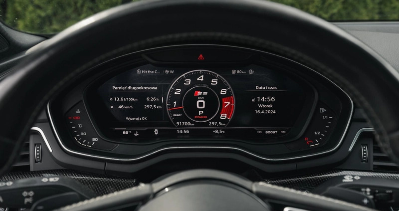 Audi S5 cena 164990 przebieg: 91700, rok produkcji 2018 z Suchedniów małe 781